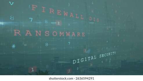 Image of online security warning text over cityscape. Global online internet security and data processing concept digitally generated image.