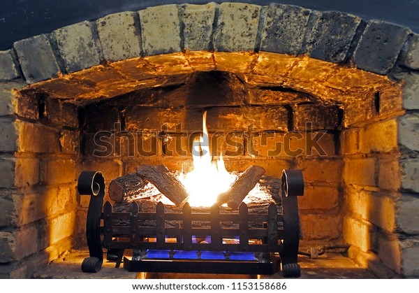 Image Open Fireplace Wood Burning Home Stock Photo Edit Now