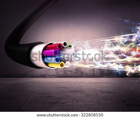 Image of an optical fiber with lights