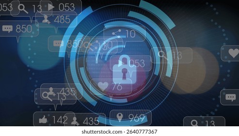 Image of padlock icon and data processing over media icons. Global business and digital interface concept digitally generated image. - Powered by Shutterstock - Get 15% off with code: PIKWIZARD15