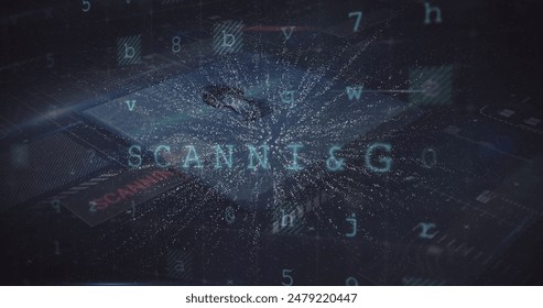 Image of padlock, nft text and data processing. Global cryptocurrency, business, finances, computing and data processing concept digitally generated image.