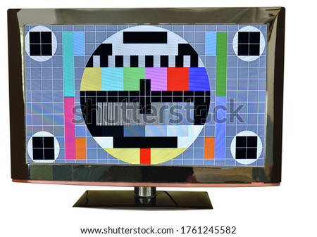 image pattern out of broad casting on television screen in white background 
