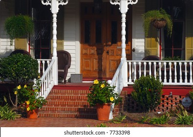 Image Of A Peaceful Southern Home Front Porch