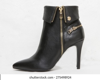 Image Pf A Leather Womans Ankle Boot