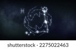 Image of pisces sign with stars on black background. Zodiac signs, stars and horoscop concept digitally generated image.