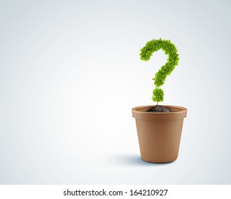 Image of plant pot with green question mark