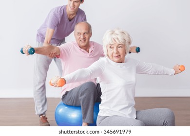 Image Positive Seniors Exercising Fitness Studio Stock Photo (Edit Now ...