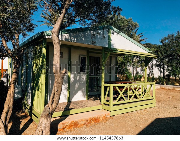 Image Prefabricated Bungalow Typical Beach Camping Stock Photo