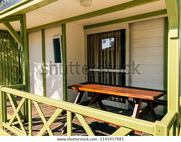 Image Prefabricated Bungalow Typical Beach Camping Stock Photo