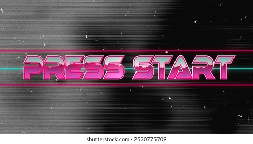 Image of press start text over spots. Retro future and digital interface concept digitally generated image. - Powered by Shutterstock