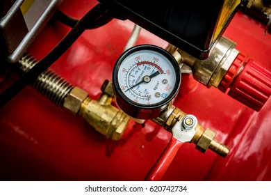 Image Of Pressure Gage On Red Tank