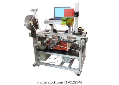 The image of a professional label printing machine
