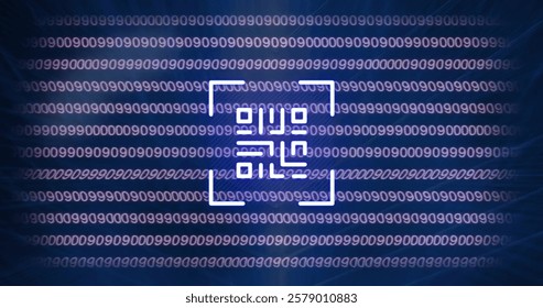 Image of qr code, digital data processing over binary coding. Global connections, computing and data processing concept digitally generated image.