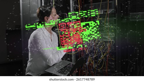 Image of qr code over caucasian female worker in server room. global business, cloud computing and digital interface concept digitally generated image. - Powered by Shutterstock - Get 15% off with code: PIKWIZARD15