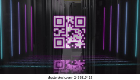 Image of qr code over servers. Network, communication, data processing and technology concept digitally generated image. - Powered by Shutterstock