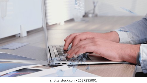 Image of radars, maps, soundwaves and computer language over caucasian man working on laptop. Digital composite, multiple exposure, sonar, global, coding, programming language, technology. - Powered by Shutterstock