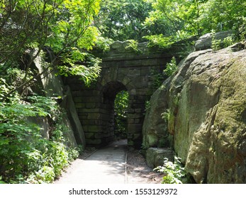 Image of the Ramble Stone Arch in Central Park. - Shutterstock ID 1553129372