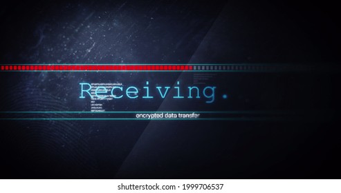 Image of receiving data text flashing digital interface. global technology, communication and digital interface concept digitally generated image.