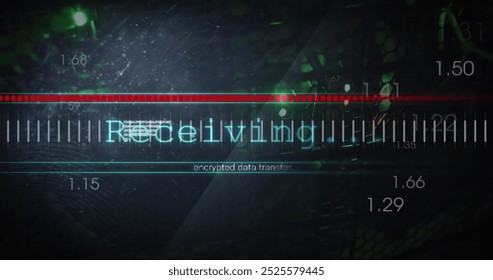 Image of receiving, encrypted data text on interface processing over server room. Network, data, processing, digital interface and communication, digitally generated image. - Powered by Shutterstock