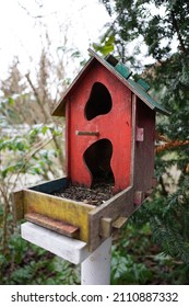 Image Of A Red Birdhouse. 