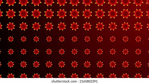 Image of red flower like shapes appearing on dark red background. science, human biology, body, cells and medicine concept digitally generated image. - Powered by Shutterstock