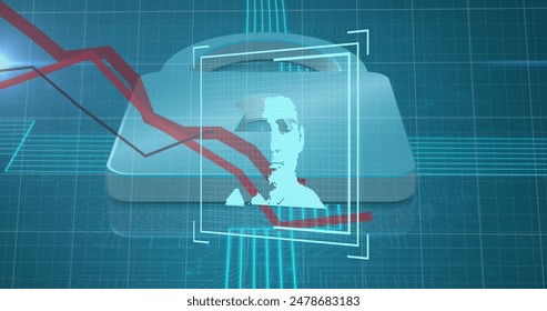 Image of red lines, biometric photo, padlock and online security data processing. Global cyber security, computing, digital interface and data processing concept digitally generated image. - Powered by Shutterstock - Get 15% off with code: PIKWIZARD15