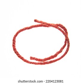 Image Of Red Wool Thread White Background 