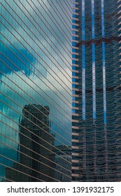 Image reflected in building windows
