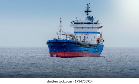 Image Of Research Vessel Swimmin In Atlantic Ocean.