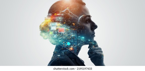 Image of a researching scientist. Researcher. Wide image for banners, advertisements.