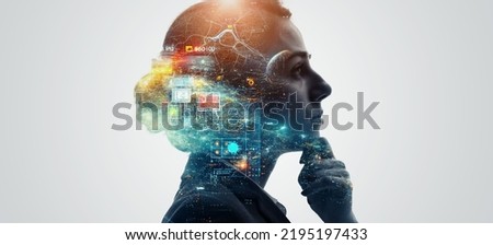 Image of a researching scientist. Researcher. Wide image for banners, advertisements.