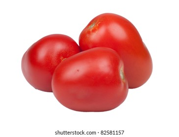 An Image Of Roma Tomatoes Isolated On White.