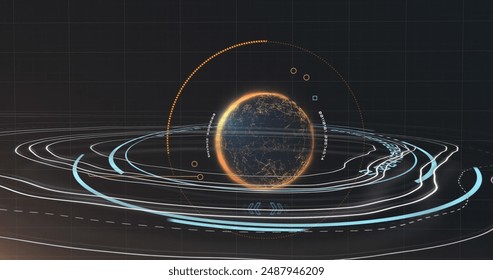 Image of rotating circles over data processing in green and black space. Global communication image game and digital interface background concept digitally generated image. - Powered by Shutterstock - Get 15% off with code: PIKWIZARD15