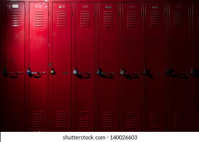 Image of a row of lockers with dramatic lighting