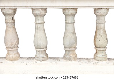 Image Of A Row Of White Bannister Pillars Made Of Stone. 