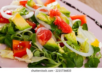 Image Of Salad Of Avocado, Tomatoes, Grapefruit And Corn Salad