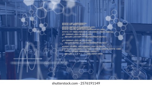 Image of scientific data processing over laboratory. Global science, connections, computing and data processing concept digitally generated image. - Powered by Shutterstock - Get 15% off with code: PIKWIZARD15