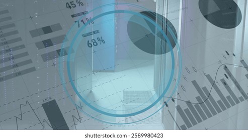Image of scope scanning and data processing over computer servers. Global cyber security, connections, computing and data processing concept digitally generated image. - Powered by Shutterstock - Get 15% off with code: PIKWIZARD15