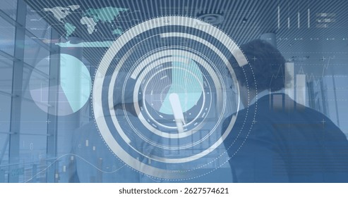 Image of scope scanning and data processing over businesswoman with computer servers. Digital interface technology and communication concept digitally generated image. - Powered by Shutterstock - Get 15% off with code: PIKWIZARD15