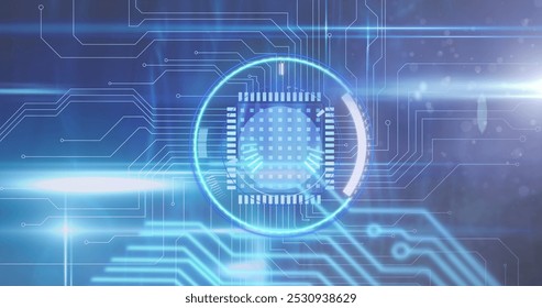 Image of scope scanning over computer circuit board. global technology, digital interface and data processing concept digitally generated image. - Powered by Shutterstock