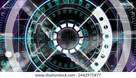Image of scope scanning over dna strand. Global science and digital interface concept digitally generated image.