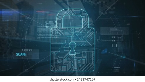Image of scope scanning over security padlock icon, network of connections and qr code scanner. Cyber security and business technology concept - Powered by Shutterstock - Get 15% off with code: PIKWIZARD15