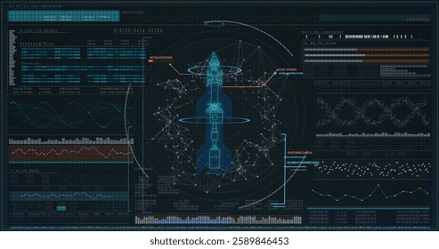 Image of scope scanning and scientific data processing over black background. Global science, connections, computing and data processing concept digitally generated image.
