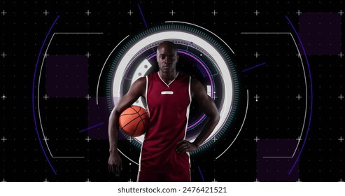 Image of scopes scanning and data processing with male basketball player. global sports, competition technology and digital interface concept digitally generated image. - Powered by Shutterstock