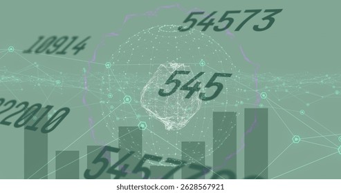 Image of scopes scanning over multiple changing numbers icons. Global business finances and digital interface concept digitally generated image.