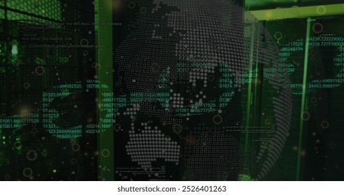 Image of security chain icon over spinning globe and data processing against server room. Cyber security and business data storage technology concept - Powered by Shutterstock - Get 15% off with code: PIKWIZARD15