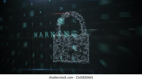 Image of security padlock over data processing on dark background. global communication and data security concept digitally generated image.