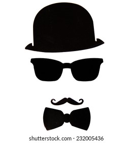 The Image In The Shadows Of Hercule Poirot (mustache, Hat, Bow Tie, Glasses)