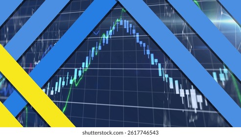 Image of shapes over data processing on black background. global technology, computing and digital interface concept digitally generated image.