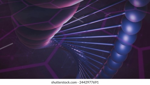 Image of shapes over dna strand. Global science and digital interface concept digitally generated image.